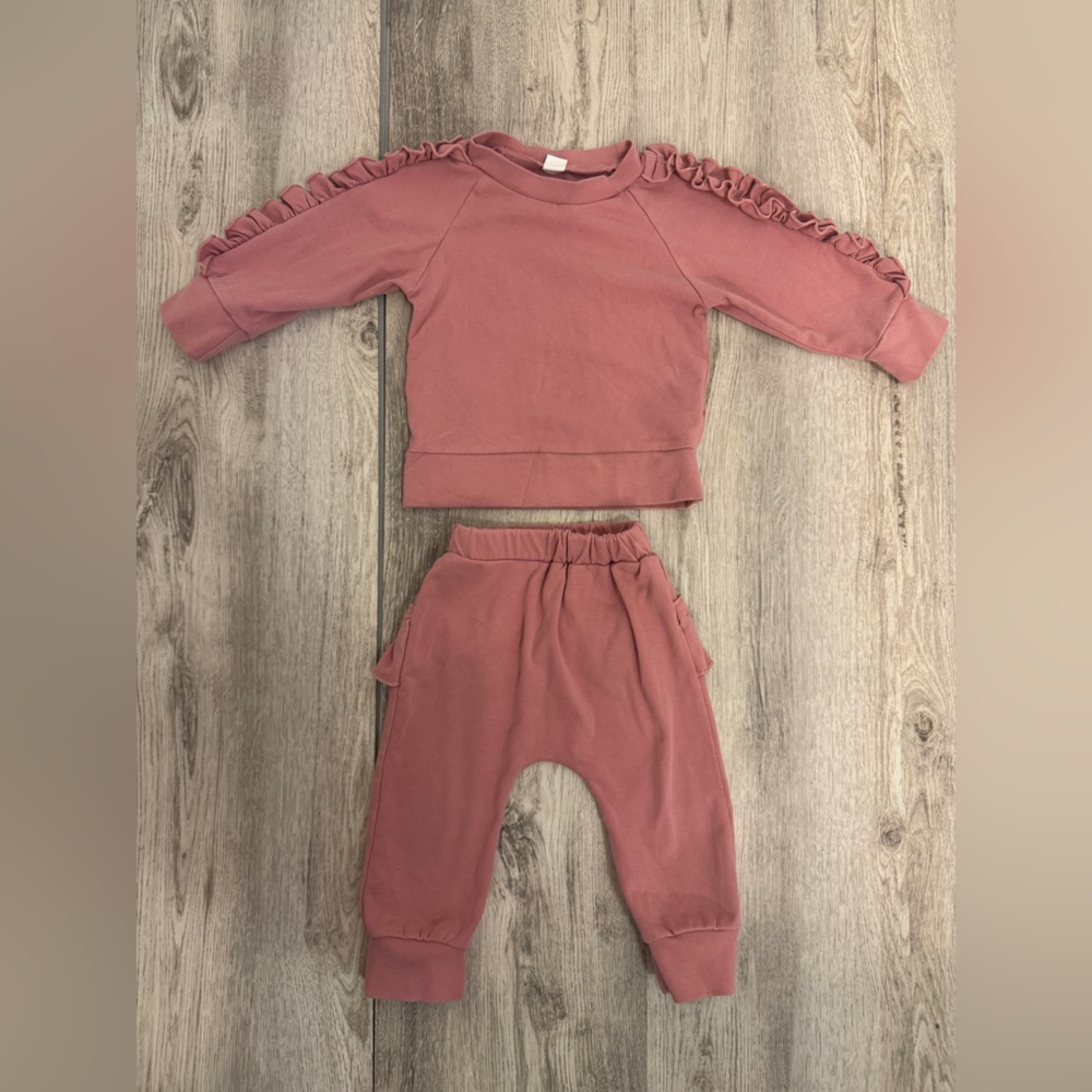 Pink Ruffle Sleeve Toddler Set